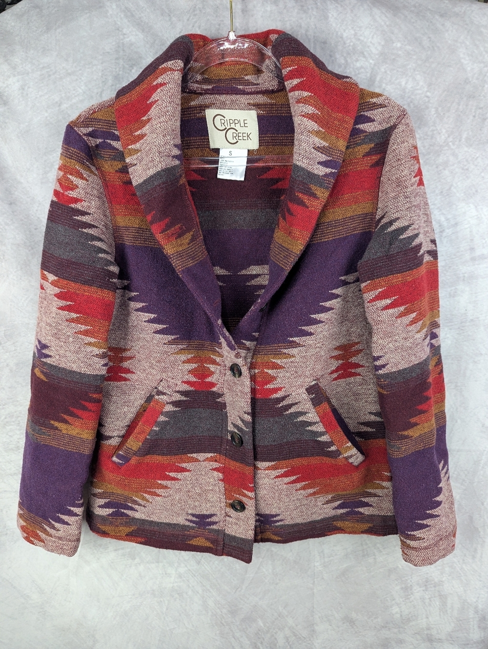 Cripple Creek Southwestern Aztec Blanket Jacket Small